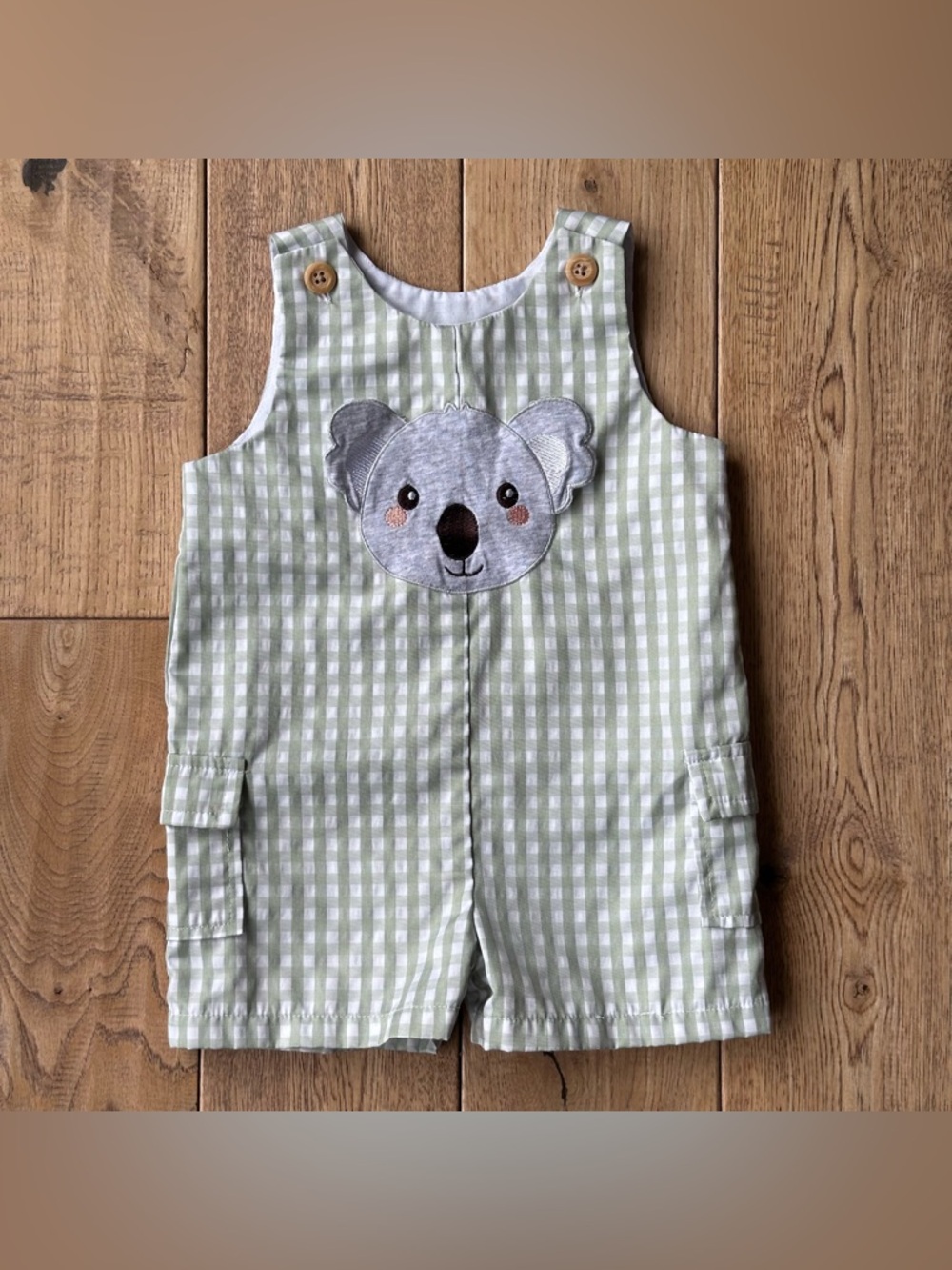Good Lad Koala Gingham Shortall size 9 Months